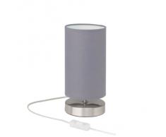 Clarie - Lampada da tavolo con paralume in tessuto, 1x E14, max 40 W, in ferro e tessuto moderno grigio