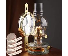 Hengqiyuan Lampada a Olio di Cherosene retrò Lampade da Parete Luce a Olio con Specchio in Metallo e Stoppini da 10 m per di Interni Allaperto Decorazione del Desktop,Retro Oil Lamp