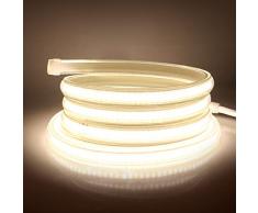XUNATA Striscia LED COB Flessibile 220V, IP65 Impermeabile, Nastri LED ad Alta Luminosità da 360 LED/m con Cavo di Alimentazione (3m, Bianco Naturale, 4000K)