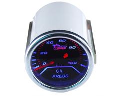 Supmico 12V Auto 52mm Universale digitale leggero Manometro olio misura Fumo viso tinta Luce bianca