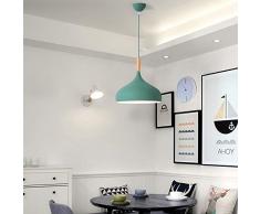 Macaron Lampade A Sospensione E27 Luce Pendente Creatività Coperchio Design Lampadario Altezza Regolabile Lampadari LED Testa Singola Decorazione Ristorante Bar Negozi Ferro Battuto Ø30*33CM,Verde