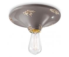 Ferroluce Retrò Plafoniera Base Circolare E27, Tortora