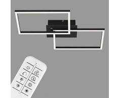 Briloner Leuchten - Lampada da soffitto a LED, plafoniera dimmerabile, incl. telecomando, incl. regolazione della temperatura di colore, incl. funzione luce notturna e timer, nero, 500x388x78mm