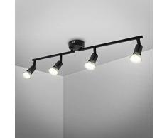 B.K.Licht Faretti LED da soffitto orientabili, include 4 lampadine GU10 da 2,9W 260Lm, luce calda 3000K, plafoniera moderna in metallo, lampada da soffitto color nickel opaco
