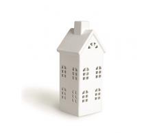 Excelsa Lanterna Casetta, Ceramica, Bianco, 8x8x23 cm