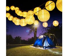 PhilzOps Catena Luminosa Solare Lanterna, 6M 30 LED Luci Solari Esterno 8 Modalità IP65 Impermeabile Lucine da Balcone Decorative per Festa Matrimonio Giardino Patio Casa Natale, Bianco Caldo