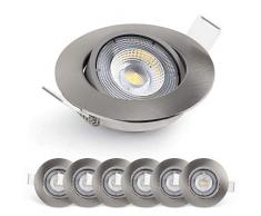 E EMOS Exclusive Faretti LED da Incasso per Cartongesso 5W / 450 Lumen | Faretti da Incasso 3000K Luce Bianco Caldo | Set di 6 pezzi Spot LED Orientabili a 50°, Rotondi e Ultra Piatti in Argento