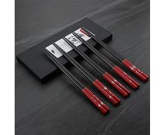 AOOSY Set di Bacchette 5 Paia, Bacchette Giapponesi in Legno Bacchette Naturali Lavabili per lavastoviglie Bacchette di Legno 9,06 Pollici con Astuccio per tagliatelle Sushi Piatti Cinesi