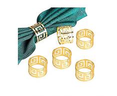 Anelli portatovagliolo, 6/12 Pezzi Anelli tovagliolo Metallo con Fibbia per Decorazioni da tavola Feste Nuziali (6 Pezzi-Oro)