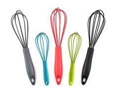 TTYSHIP 5 Pezzi Frusta da Cucina, Frusta Silicone Alimentare, Frusta a Mano, Utensili da Cucina per Cucinare, Cuocere Al Forno, Mescolare (5 Colori)
