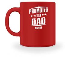 Generisch Promoted To Dad Again - Tazza per papà, papà, papà, carta, genitori, figli, figlie, famiglia, bambini Colore: rosso M