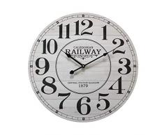 Rebecca Mobili Orologio da Muro Cucina, Legno MDF Metallo, Design Vintage, Tondo, Cucina Sala - Diametro 50 cm x P 4,5 cm - Art. RE4979