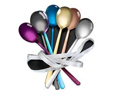 Abcsea 7 Pezzi Colorati cucchiai da Minestra, Cucchiai da Zuppa, Cucchiai Acciaio Inox, Cucchiaino da Dessert, Cucchiaio in Acciaio Inossidabile, per Cucina, Ristorante, Caffetteria, ECC