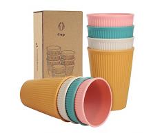 Yongheng Tazza , infrangibile, in polipropilene, per adulti e bambini, caffè, tè, latte, barbecue, picnic e spiaggia, set 8 da 4 colori,lavabile in microonde e lavabile in lavastoviglie