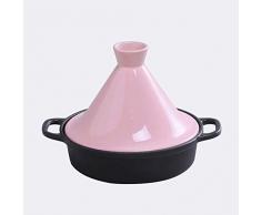 HIAQIMEI Pentola in ghisa Smaltata Padella Padella Utensili da Cucina da Cucina Resistente alle Alte Temperature con Base in ghisa e Coperchio a Imbuto in gres per Tutti i Piani Cottura, Ros