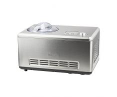 H.Koenig HF320 Gelatiera per Gelati e sorbetti con compressore autorefrigerante, 2L, Preparazione in 40min, Acciaio Inox, 180W, 180 W, Inossidabile, Grigio