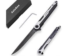 Aolegoo Coltello pieghevole con clip, Coltello Tascabile per Campeggio (Nero)