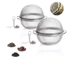 2 Pezzi Infusore a Sfera da Tè 5,5cm, XOPOZON Infusore per Tè a Forma di Palla Acciaio Inossidabile con Catena, Colino Tisane, Filtro The Infusione, Scolapasta per Tè in Foglie, Spezie e Condimenti