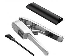 Affettatrice per aglio 2 in 1 con spazzola detergente per aglio e sbucciatore per tubi in silicone a doppia funzione tritacarne e affettatrice