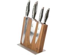 Kai Shun - Set di coltelli professionali giapponesi in acciaio damasco + blocco magnetico in noce (variante B con 5 coltelli)