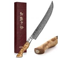 HEZHEN Coltello da Cucina da 25 cm,Coltello da Chef in Acciaio Damasco,Coltello Giapponese in Acciaio ad Alto Tenore di Carbonio con Impugnatura Ergonomica,Ben Equilibrato e Nitido…
