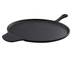 Padella in ghisa per pizza e crepes, 30 cm, padella in ghisa per fornelli, barbecue e forno