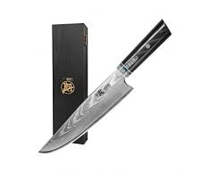 MITSUMOTO SAKARI 18 cm Coltello Giapponese, Forgiato a Mano Coltelli da Cucina Professionali, Damasco HAP40 Polvere di Acciaio Gyuto Coltello Cucina (Manico in Micarta e Confezione Regalo)