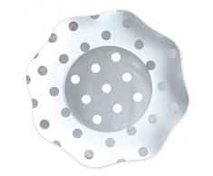 10 PIATTI 23 CM IN CARTA POIS ARGENTO METAL SILVER NATALE CAPODANNO COORDINATO TAVOLA