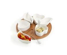 Brandani Cupido bianco porcellana antipasti piatto con base in bambù, multicolore, taglia unica