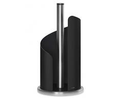 Porta Rotolo Da Cucina Senza Foratura In Acciaio - Sottopensile, Salvaspazio, Nero, 26x10 Cm