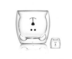 BigNoseDeer Tazza di caffè Doppia Parete isolata Bicchieri Animale Carino tè Latte Coppe Regalo Originale per Natale Ringraziamento Amici (Sorriso Orso)