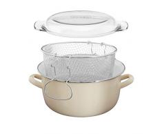 Premier Housewares Tegame profondo per friggere 16 X 33 X 27 cm, 5 L, colore: Bianco crema