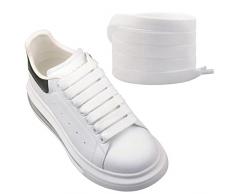 Olukssck Lacci Scarpe Piatti Arcobaleno[2 Paia], Stringhe Scarpe Colorati da Ricambio per Scarpe Sportive, Scarponcini, Larghezza 12mm，Bianco (120cm)