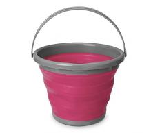 Navaris Secchio Pieghevole 10 Litri in Silicone - Secchiello Richiudibile 10l per Pulizie Bucato Campeggio Pesca - Secchio Portatile Acqua - Rosso