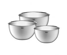 Silit - Set di 3 ciotole da cucina in acciaio INOX, multifunzionali, per mescolare insalatiera, insalatiera, insalatiera, impilabili