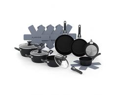 Klarstein Set da 3x Padella Antiaderente, 3x Pentola per Pasta, 1x Casseruola con Manici Removibili e Coperchi, Lavabili in Lavastoviglie, Padella Antiaderente Alluminio per Induzione, Ceramica, Gas