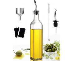 Oliera Salvagoccia, 500ML Dosatore Olio con Imbuto e Dosatore, Oliera da Tavola per Cucina e BBQ