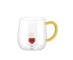 KASANOVA Mug in vetro borosilicato 380 ml cuore sacro multicolore