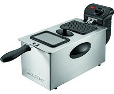Clatronic FR3587 Friggitrice in Acciaio inox, da 3 litri, 2000 W, Argento/Nero