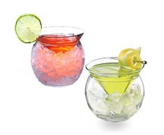 MISNODE Set di 2 bicchieri Martini senza stelo con refrigeratore in cristallo da 150 ml, elegante set di bicchieri da cocktail con ciotola per cocktail