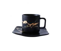 Mug，Tazza Personalizzata Colazione,Serie Di Prodotti In Oro Opaco Marmorizzato Serie In Stile Giapponese In Bianco E Nero Tazza E Piattino Custodia Tazza Da Tè Tazza Da Caffè In Vetro, Tromba120Ml