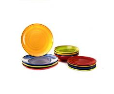 H&H Servizio Piatti Colorati 12 Pezzi - Servizio Piatti per 4 Persone Multicolore - Set Piatti realizzati in Stoneware - Riempi la tua tavola di colore