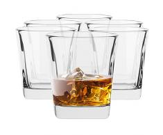 Bicchiere Acqua Vetro Bicchiere Cocktail Bicchieri Whisky Tumbler Basso Bicchieri da Whiskey Bicchieri Old Fashioned | Lavabile in Lavastoviglie | Collezione Ivar | 250 ML | Set da 6 Pezzi