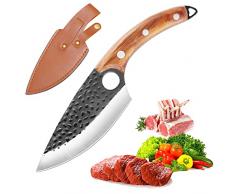 Newaner Coltello da cucina, Coltello da cuoco professionale per disossare, Acciaio al carbonio affilato coltello da macellaio forgiato a mano con fodero, Adatto per cucinare, casa, campeggio