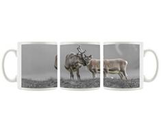 Stil.Zeit Renne, lcoccole a vicenda B & Particolare W, Tazza Motif in Bianco 300ml Ceramica, Grande Idea Regalo per Ogni Occasione. La Tua Nuova Tazza Preferita per caffè, tè e Bevande Calde