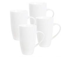 fanquare Set di Tazze da caffè Bianco, Set di 4, Grande Tazza in Porcellana per Cappuccino, caffè, tè, Cacao, 600ml
