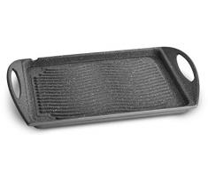 Lagostina Speciali Piastra Antiaderente in Alluminio Pressofuso, 34 x 26 cm, Bistecchiera e Griglia Panini Gas e Forno, Rivestimento Antigraffio Effetto Marmo, Bordo a Versare, Manicature Ergonomiche