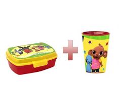 Little Flight Bing Coniglietto Pappa Scuola Mare Tazza E Box PORTAMERENDA Scuola ,Bicchiere E Box MERENDA PLASTICA Riutilizzabile Bing (1 Bicchiere,1 Box Porta MERENDA in PLASTICA Riutilizzabile )