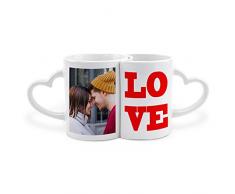 Tazza Lovers Personalizzato con la Tua Foto, Progettazione o Testo. Originale ed Esclusivo. Regalo per Gli Amanti. Tazze con Amore.
