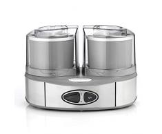 Cuisinart ICE40BCE Gelatiera Duo 2 Gusti X 1 L, Per Gelato o Sorbetto, Pronti in 20 Min, Pulizia facile, Grigio